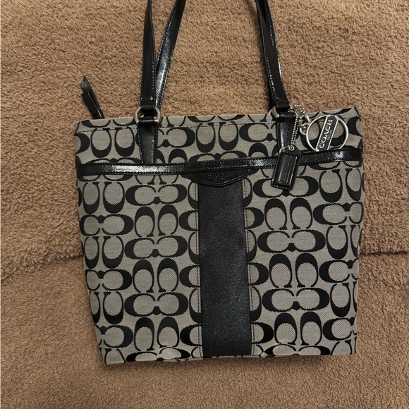 Coach Black and Gray Patterned Tote - Picture 1 of 13